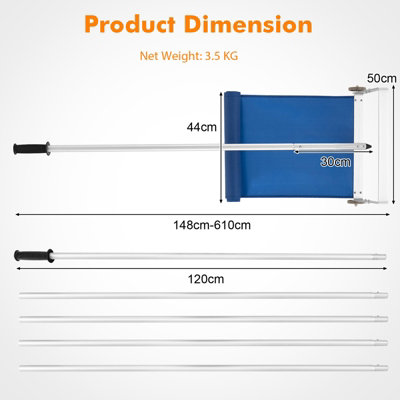 Costway 148-610CM Snow Roof Rake Adjustable Snow Cleaning Tool Lightweight Roof Rake - 3