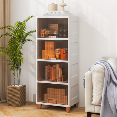 Costway 148L Storage Bins 4-Tier Stackable Storage Containers Closet ...