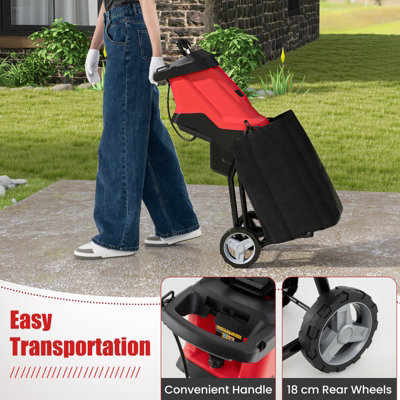 COSTWAY 15-AMP Electric Garden Wood Chipper and Shredder Leaf Mulcher with Wheels