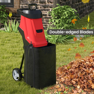 COSTWAY 15-AMP Electric Garden Wood Chipper and Shredder Leaf Mulcher with Wheels