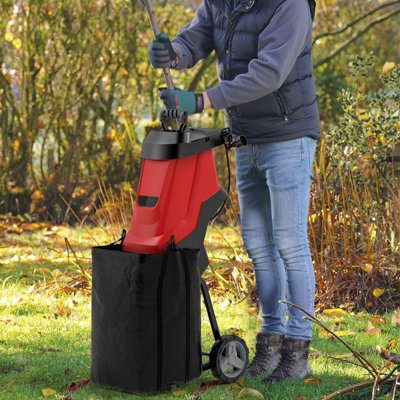 COSTWAY 15-AMP Electric Garden Wood Chipper and Shredder Leaf Mulcher with Wheels