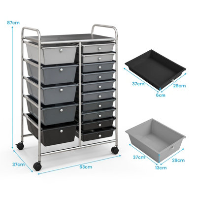Costway 15 Drawer Rolling Storage Cart Tools Scrapbook Paper Organizer Lightweight
