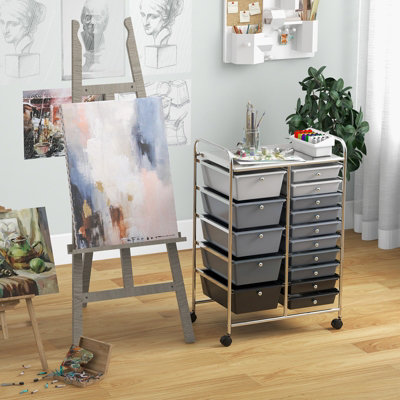 Costway 15 Drawer Rolling Storage Cart Tools Scrapbook Paper Organizer Lightweight - 4