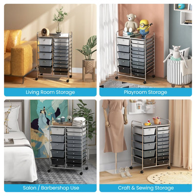 Costway 15 Drawer Rolling Storage Cart Tools Scrapbook Paper Organizer Lightweight - 5