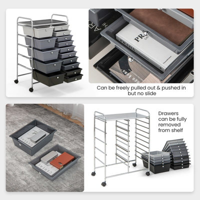 Costway 15 Drawer Rolling Storage Cart Tools Scrapbook Paper Organizer Lightweight - 6