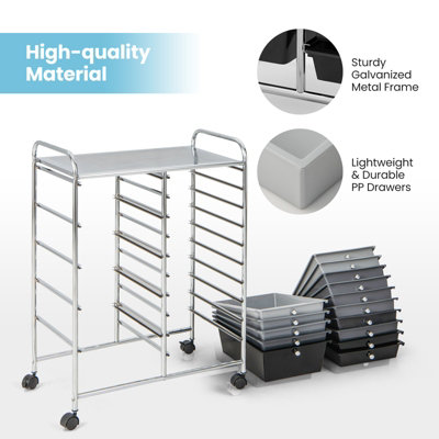 Costway 15 Drawer Rolling Storage Cart Tools Scrapbook Paper Organizer Lightweight - 8