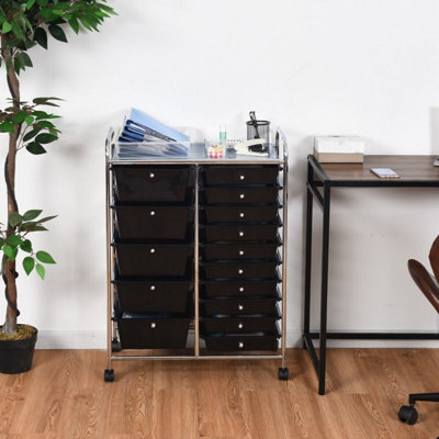 COSTWAY 15-Drawer Storage Trolley Mobile Organiser Shelving Unit ...