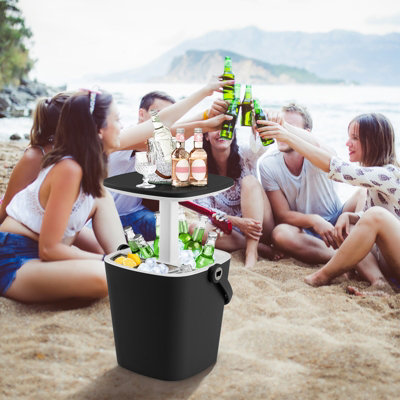 Costway 15 L Outdoor Cool Bar Table Patio Cooler Side Table with Lift Top Lid - 8