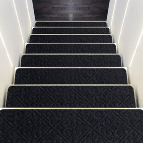 Costway 15 PCS Stair Treads Non-Slip Stairway Carpets Slip Stair Mats for Wooden Steps