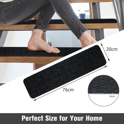 Costway 15 PCS Stair Treads Non-Slip Stairway Carpets Slip Stair Mats for Wooden Steps