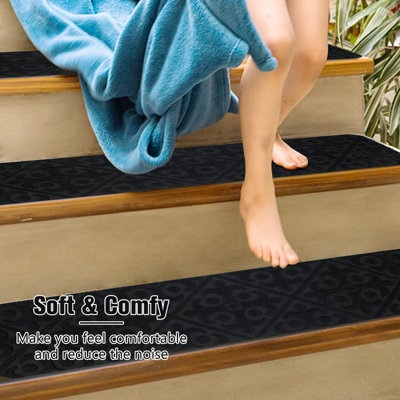 Costway 15 PCS Stair Treads Non-Slip Stairway Carpets Slip Stair Mats for Wooden Steps - 3