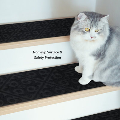Costway 15 PCS Stair Treads Non-Slip Stairway Carpets Slip Stair Mats for Wooden Steps - 4