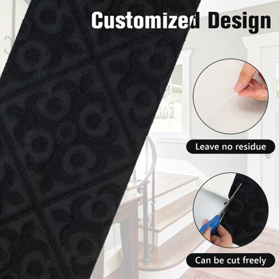 Costway 15 PCS Stair Treads Non-Slip Stairway Carpets Slip Stair Mats for Wooden Steps - 5