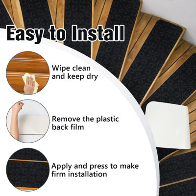 Costway 15 PCS Stair Treads Non-Slip Stairway Carpets Slip Stair Mats for Wooden Steps - 9