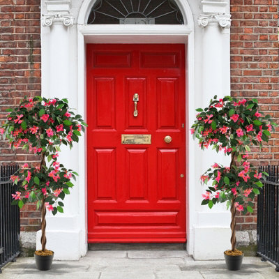 Costway 150 CM Artificial Bougainvillea Tree Faux Flower Tree W/ 252 Flowers 630 Leaves - 5