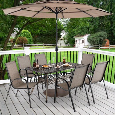 Costway 150 x 90 cm Outdoor Dining Table 6-8 Person Garden All-Weather Cast Aluminum Table - 4