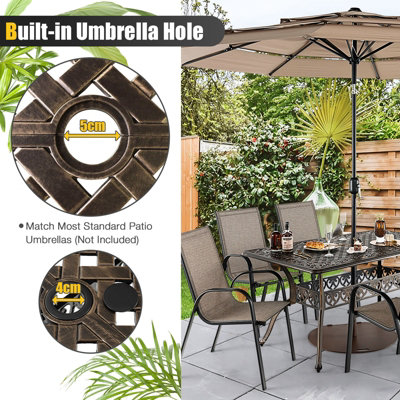 Costway 150 x 90 cm Outdoor Dining Table 6-8 Person Garden All-Weather Cast Aluminum Table - 7