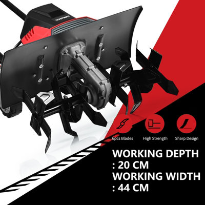 Costway 1500W Electric Tiller Garden Soil Cultivator Rotavator W/ Sharp 6 Tiller Blades - 4