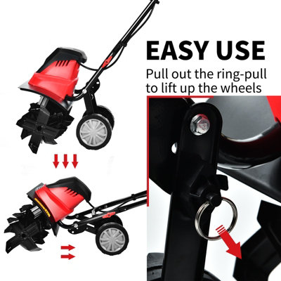 Costway 1500W Electric Tiller Garden Soil Cultivator Rotavator W/ Sharp 6 Tiller Blades - 8