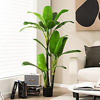 Costway 150CM Artificial Bird of Paradise Plant Fake Tropical Palm Tree Realistic Green