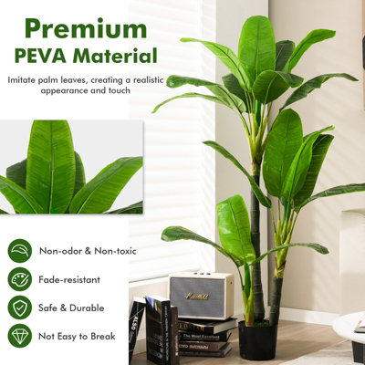 Costway 150CM Artificial Bird of Paradise Plant Fake Tropical Palm Tree Realistic Green - 5