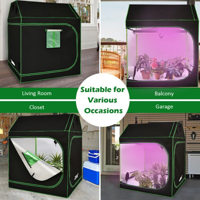 Costway 150x150x180cm Hydroponic Grow Tent Reflective Waterproof Grow Room Box - 9