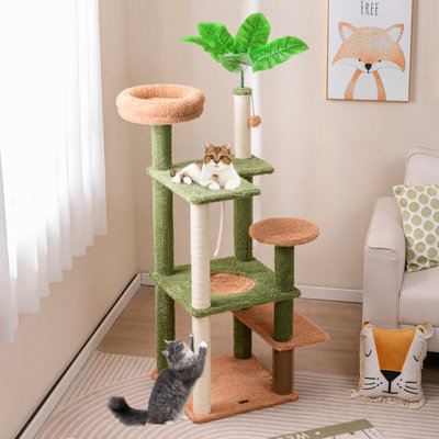 COSTWAY 152cm Cat Tree Indoor Cat Tower w/ Sisal Scratching Posts & Rope