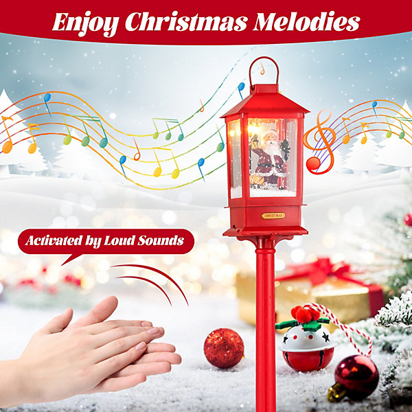 COSTWAY 155 cm Christmas Lamp Post Snow Globe Musical COSTWAY 155 cm Christmas Lamp Post Snow Globe Musical