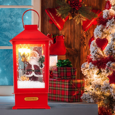 COSTWAY 155 cm Christmas Lamp Post Snow Globe Musical Christmas Lights