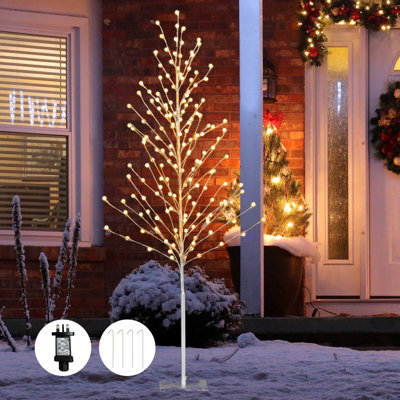 Costway 155 CM Lighted Christmas Birch Tree Artificial Xmas Twig Tree W/ 168 LED Lights - 4