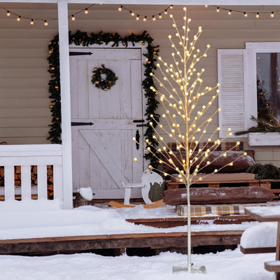 Costway 155 CM Lighted Christmas Birch Tree Artificial Xmas Twig Tree W/ 168 LED Lights - 6
