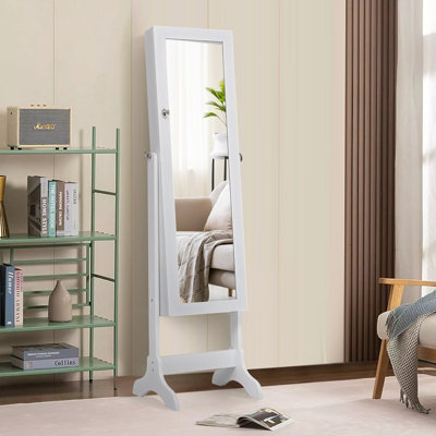 Costway 155cm Tall Jewelry Armoire Freestanding Jewelry Cabinet Lockable Jewelry Organizer w/ Mirror - 6