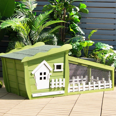 Costway 156 cm Wooden Rabbit Hutch Outdoor Chicken Coop with Weather ...