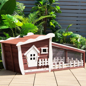 Costway 156 cm Wooden Rabbit Hutch Outdoor Chicken Coop with Weather-resistant Asphalt Roof