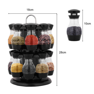 Costway 16 Jars Rotating Spice Rack Carousel Kitchen Storage Holder ...