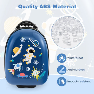 Costway 16" Kids Carry On Luggage Rolling Portable Travel Hard Shell Suitcase W/ Wheels - 3