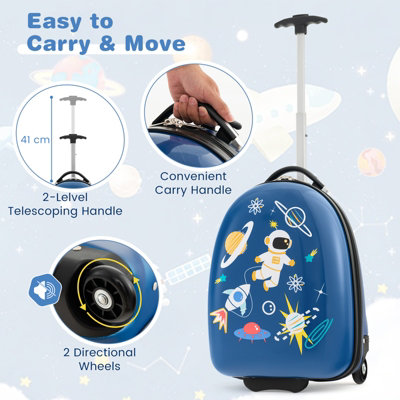 Costway 16" Kids Carry On Luggage Rolling Portable Travel Hard Shell Suitcase W/ Wheels - 5