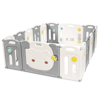 Costway 16 Panel Large Foldable Baby Playpen Safety Activity Center BPA Free Baby Fence