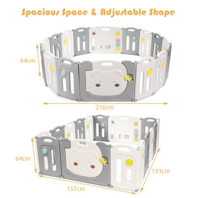 Costway 16 Panel Large Foldable Baby Playpen Safety Activity Center BPA Free Baby Fence