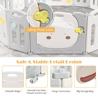 Costway 16 Panel Large Foldable Baby Playpen Safety Activity Center BPA Free Baby Fence - 5