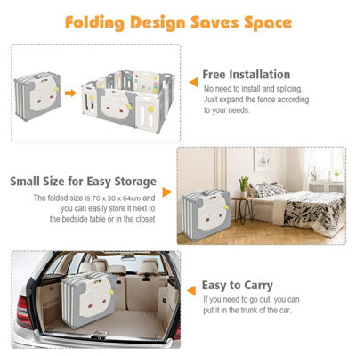 Costway 16 Panel Large Foldable Baby Playpen Safety Activity Center BPA Free Baby Fence - 7