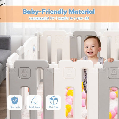 Costway 16 Panels Baby Safety Playpen Kids Foldable Toddler Safety Activity Play Center - 5