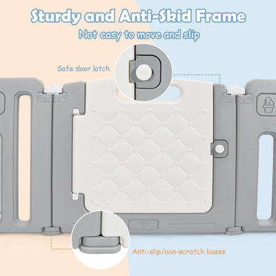 Costway 16 Panels Baby Safety Playpen Kids Foldable Toddler Safety Activity Play Center - 6