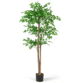Costway 160 CM Artificial Bamboo Tree Fake Faux Bamboo Potted Plant Natural Wood Trunk
