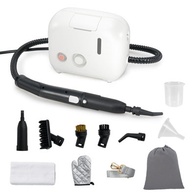 COSTWAY 1600W Portable Steam Cleaner Household Steamer w/1L Water Tank-White