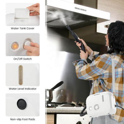 COSTWAY 1600W Portable Steam Cleaner Household Steamer w/1L Water Tank ...