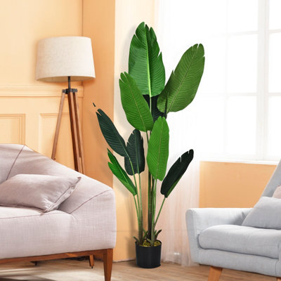 Costway 160cm Artificial Tropical Palm Tree w/ 10 Leaves Fake Bird of Paradise Plant - 3
