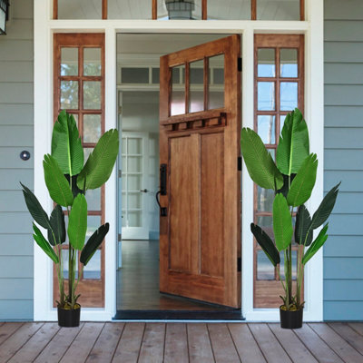 Costway 160cm Artificial Tropical Palm Tree w/ 10 Leaves Fake Bird of Paradise Plant - 4