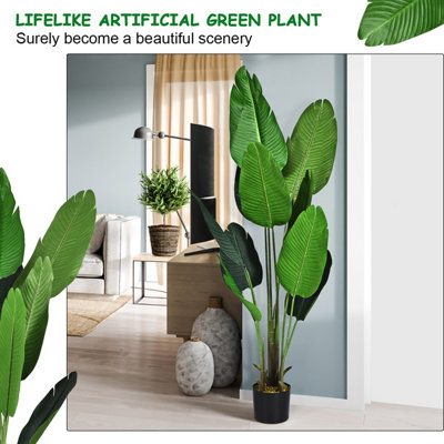 Costway 160cm Artificial Tropical Palm Tree w/ 10 Leaves Fake Bird of Paradise Plant - 5
