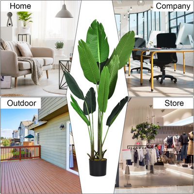 Costway 160cm Artificial Tropical Palm Tree w/ 10 Leaves Fake Bird of Paradise Plant - 8